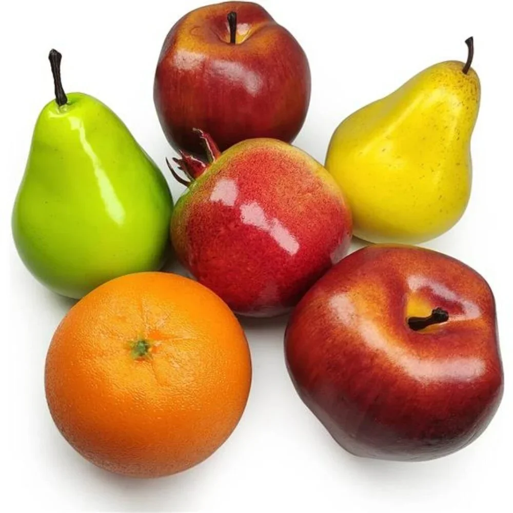 6pcs artificial fruit set fake apples pears oranges pomegranate home party decor
